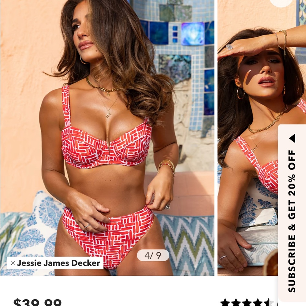Red Patterned Bikini Set